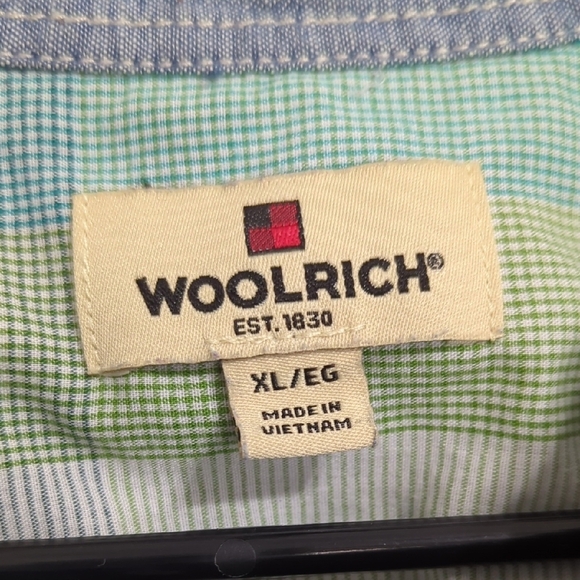 WOOLRICH Men's Buttom Down Shirt XL Blue Short Sleeve Collared Cotton - Picture 2 of 12